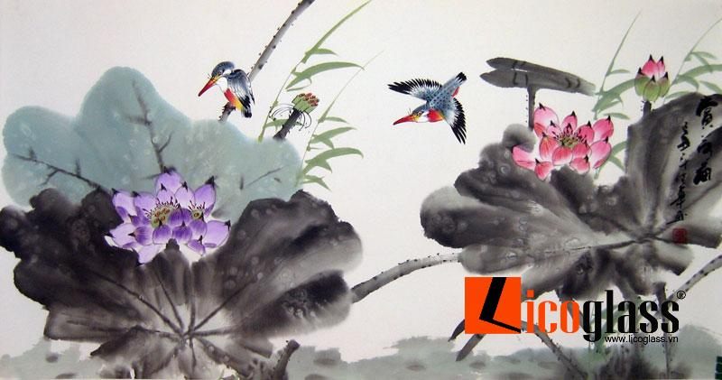 Tranh kính hoa sen TKS30
